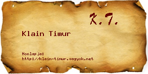 Klain Timur névjegykártya